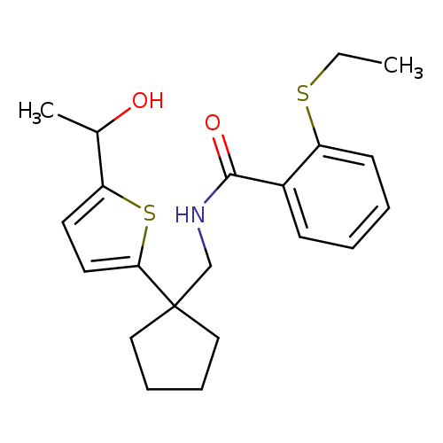 2-(ethylsulfanyl)-N-({1-[5-(1-hydroxyethyl)thiophen-2-yl]cyclopentyl}methyl)benzamide