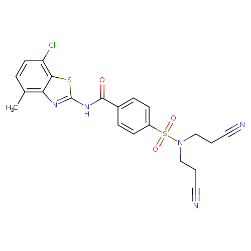 4-[bis(2-cyanoethyl)sulfamoyl]-N-(7-chloro-4-methyl-1,3-benzothiazol-2-yl)benzamide
