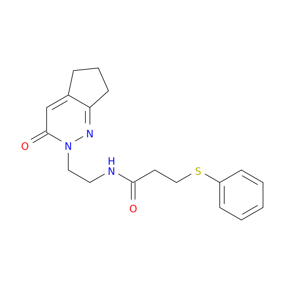 N-(2-{3-oxo-2H,3H,5H,6H,7H-cyclopenta[c]pyridazin-2-yl}ethyl)-3-(phenylsulfanyl)propanamide