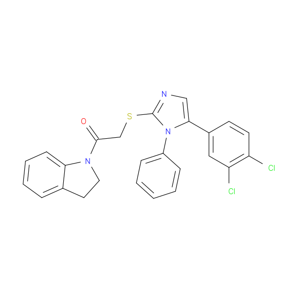 2-{[5-(3,4-dichlorophenyl)-1-phenyl-1H-imidazol-2-yl]sulfanyl}-1-(2,3-dihydro-1H-indol-1-yl)ethan-1-one