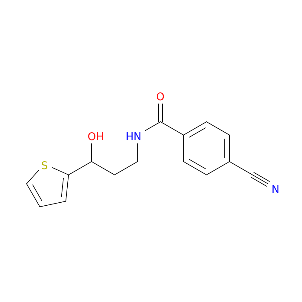 4-cyano-N-[3-hydroxy-3-(thiophen-2-yl)propyl]benzamide