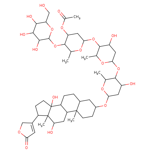 Card-20(22)-enolide, 3-[(O-β-D-glucopyranosyl-(1→4)-O-3-O-acetyl-2,6-dideoxy-β-D-ribo-hexopyranosyl-(1→4)-O-2,6-dideoxy-β-D-ribo-hexopyranosyl-(1→4)-2,6-dideoxy-β-D-ribo-hexopyranosyl)oxy]-12,14-dihydroxy-, (3β,5β,12β)-