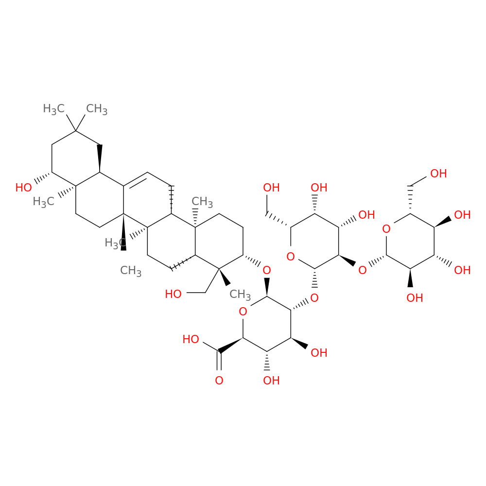 (2S,3S,4S,5R,6R)-5-(((2S,3R,4S,5R,6R)-4,5-Dihydroxy-6-(hydroxymethyl)-3-(((2S,3R,4S,5S,6R)-3,4,5-trihydroxy-6-(hydroxymethyl)tetrahydro-2H-pyran-2-yl)oxy)tetrahydro-2H-pyran-2-yl)oxy)-3,4-dihydroxy-6-(((3S,4S,4aR,6aR,6bS,8aR,9R,12aS,14aR,14bR)-9-hydroxy-4-(hydroxymethyl)-4,6a,6b,8a,11,11,14b-heptamethyl-1,2,3,4,4a,5,6,6a,6b,7,8,8a,9,10,11,12,12a,14,14a,14b-icosahydropicen-3-yl)oxy)tetrahydro-2H-pyran-2-carboxylic acid