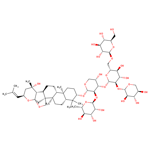 α-​L-​Arabinopyranoside, (3β,​16β,​23R)​-​16,​23:16,​30-​diepoxy-​20-​hydroxydammar-​24-​en-​3-​yl O-​6-​deoxy-​α-​L-​mannopyranosyl-​(1→2)​-​O-​[O-​β-​D-​glucopyranosyl-​(1→6)​-​O-​[β-​D-​xylopyranosyl-​(1→2)​]​-​β-​D-​glucopyranosyl-​(1→3)​]​-