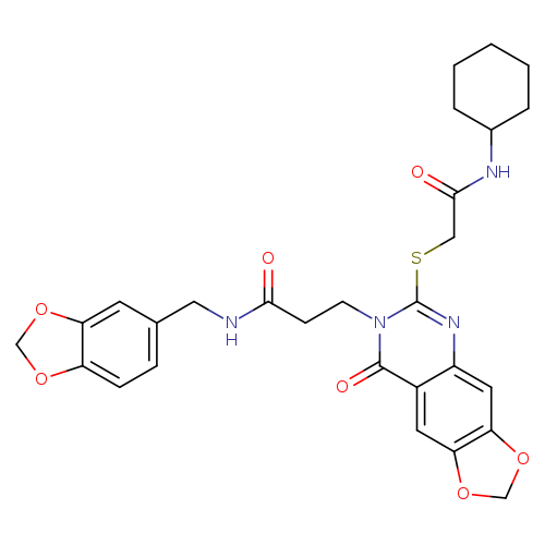 N-[(2H-1,3-benzodioxol-5-yl)methyl]-3-(6-{[(cyclohexylcarbamoyl)methyl]sulfanyl}-8-oxo-2H,7H,8H-[1,3]dioxolo[4,5-g]quinazolin-7-yl)propanamide