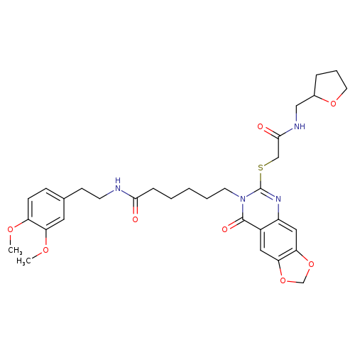 N-[2-(3,4-dimethoxyphenyl)ethyl]-6-{8-oxo-6-[({[(oxolan-2-yl)methyl]carbamoyl}methyl)sulfanyl]-2H,7H,8H-[1,3]dioxolo[4,5-g]quinazolin-7-yl}hexanamide