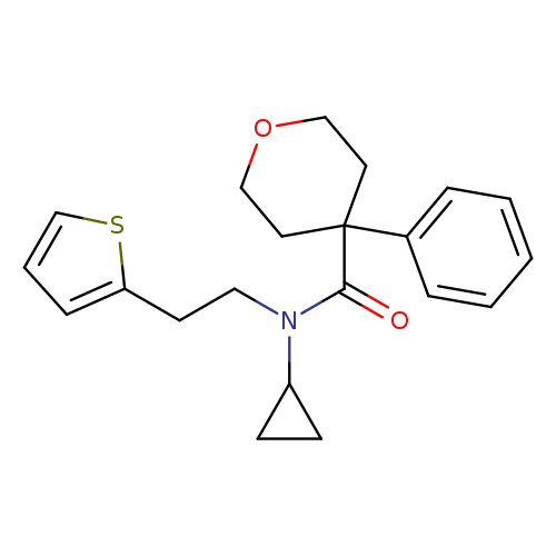 N-cyclopropyl-4-phenyl-N-[2-(thiophen-2-yl)ethyl]oxane-4-carboxamide