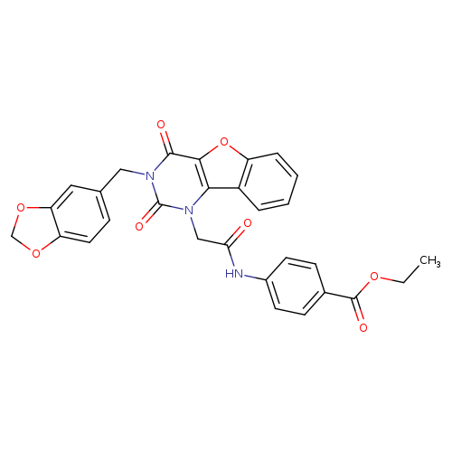 ethyl 4-(2-{5-[(2H-1,3-benzodioxol-5-yl)methyl]-4,6-dioxo-8-oxa-3,5-diazatricyclo[7.4.0.0^{2,7}]trideca-1(9),2(7),10,12-tetraen-3-yl}acetamido)benzoate