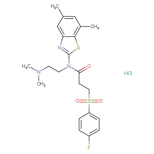 N-(5,7-dimethyl-1,3-benzothiazol-2-yl)-N-[2-(dimethylamino)ethyl]-3-(4-fluorobenzenesulfonyl)propanamide hydrochloride