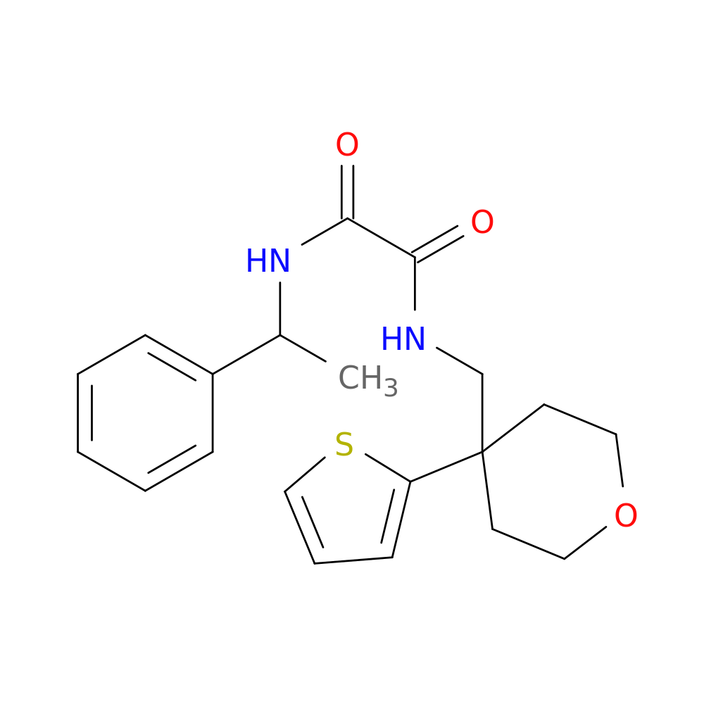 N'-(1-phenylethyl)-N-{[4-(thiophen-2-yl)oxan-4-yl]methyl}ethanediamide