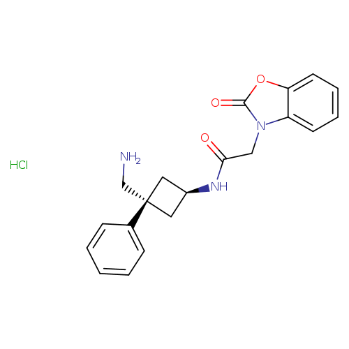2-(2-oxo-2,3-dihydro-1,3-benzoxazol-3-yl)-N-[(1r,3r)-3-(aminomethyl)-3-phenylcyclobutyl]acetamide hydrochloride, cis