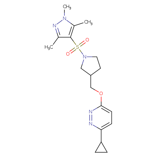 3-cyclopropyl-6-({1-[(1,3,5-trimethyl-1H-pyrazol-4-yl)sulfonyl]pyrrolidin-3-yl}methoxy)pyridazine