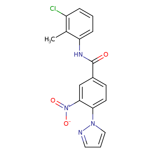 N-(3-chloro-2-methylphenyl)-3-nitro-4-(1H-pyrazol-1-yl)benzamide