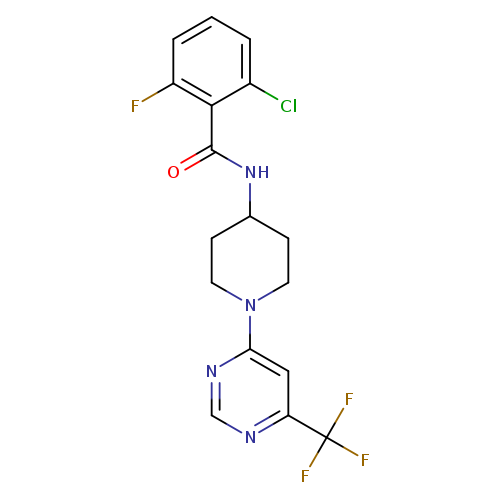 2-chloro-6-fluoro-N-{1-[6-(trifluoromethyl)pyrimidin-4-yl]piperidin-4-yl}benzamide