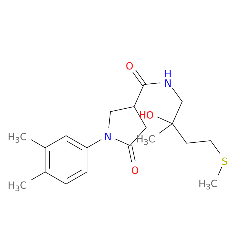 1-(3,4-dimethylphenyl)-N-[2-hydroxy-2-methyl-4-(methylsulfanyl)butyl]-5-oxopyrrolidine-3-carboxamide