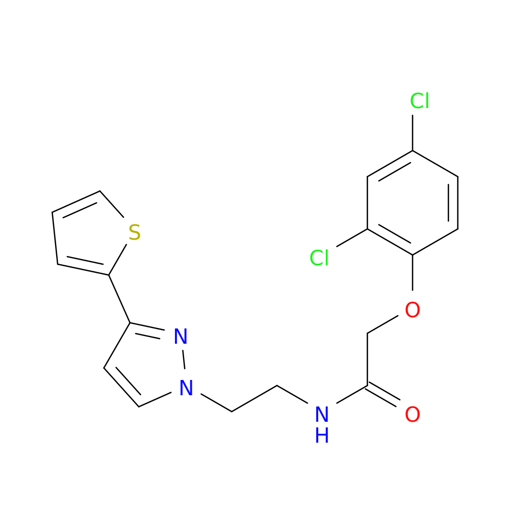 2-(2,4-dichlorophenoxy)-N-{2-[3-(thiophen-2-yl)-1H-pyrazol-1-yl]ethyl}acetamide