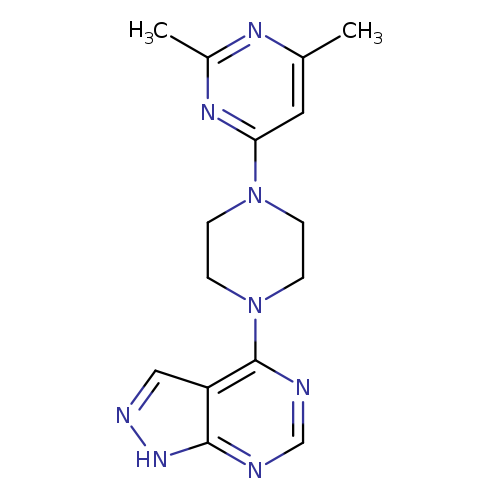 2,4-dimethyl-6-(4-{1H-pyrazolo[3,4-d]pyrimidin-4-yl}piperazin-1-yl)pyrimidine