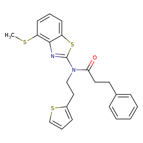 N-[4-(methylsulfanyl)-1,3-benzothiazol-2-yl]-3-phenyl-N-[2-(thiophen-2-yl)ethyl]propanamide