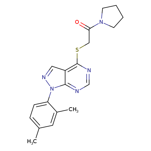 2-{[1-(2,4-dimethylphenyl)-1H-pyrazolo[3,4-d]pyrimidin-4-yl]sulfanyl}-1-(pyrrolidin-1-yl)ethan-1-one