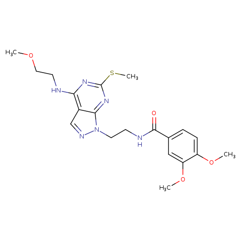 3,4-dimethoxy-N-(2-{4-[(2-methoxyethyl)amino]-6-(methylsulfanyl)-1H-pyrazolo[3,4-d]pyrimidin-1-yl}ethyl)benzamide