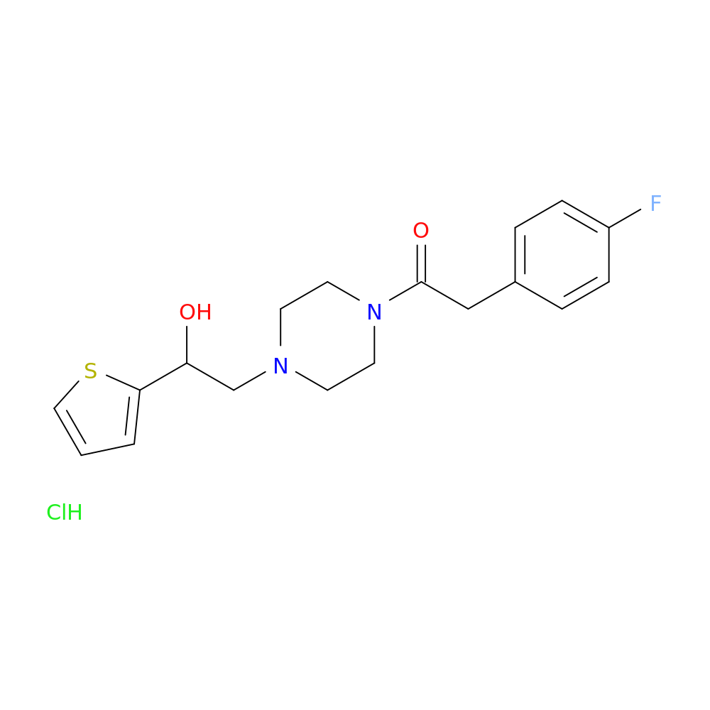 2-(4-fluorophenyl)-1-{4-[2-hydroxy-2-(thiophen-2-yl)ethyl]piperazin-1-yl}ethan-1-one hydrochloride