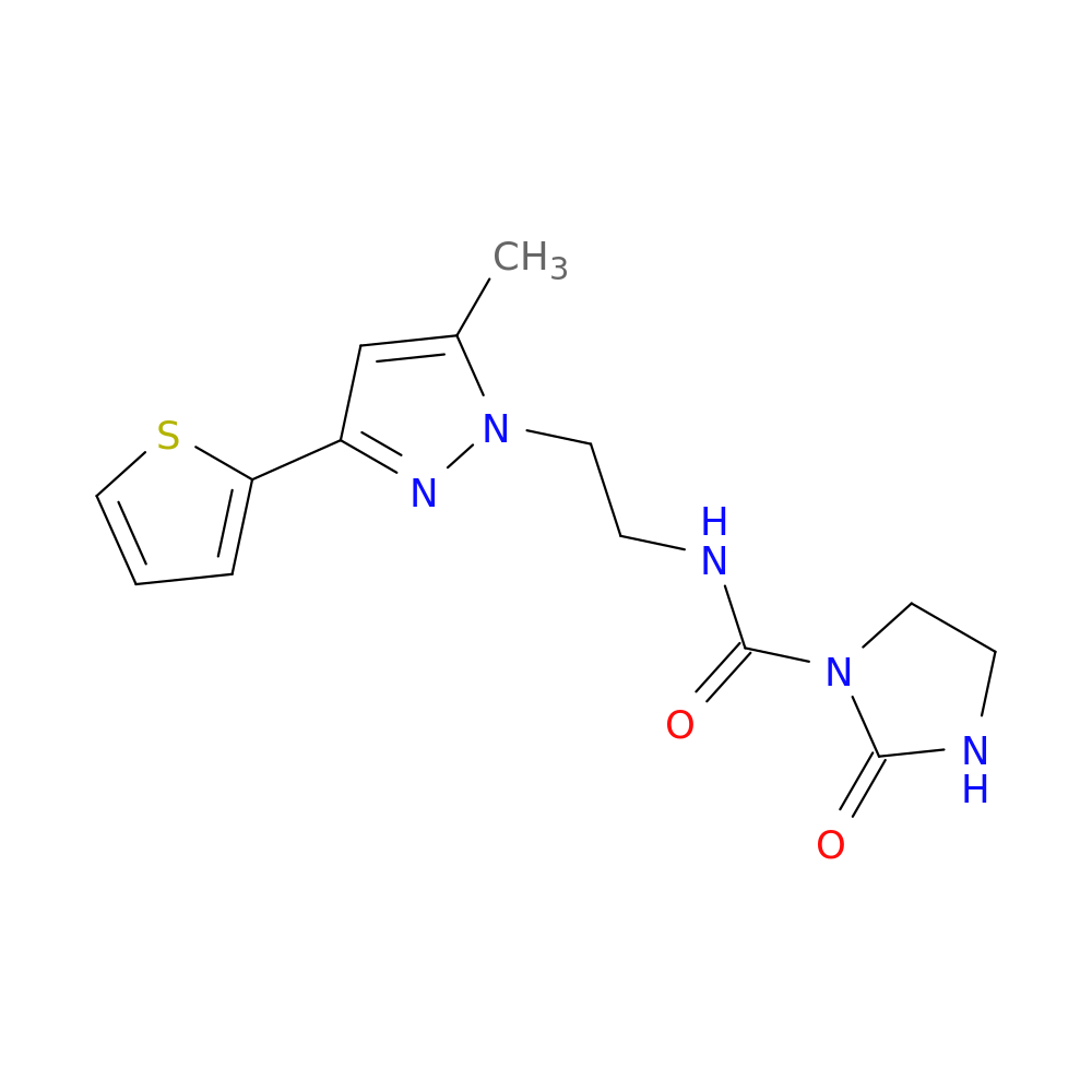 N-{2-[5-methyl-3-(thiophen-2-yl)-1H-pyrazol-1-yl]ethyl}-2-oxoimidazolidine-1-carboxamide