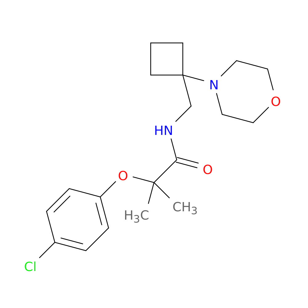 2-(4-chlorophenoxy)-2-methyl-N-{[1-(morpholin-4-yl)cyclobutyl]methyl}propanamide