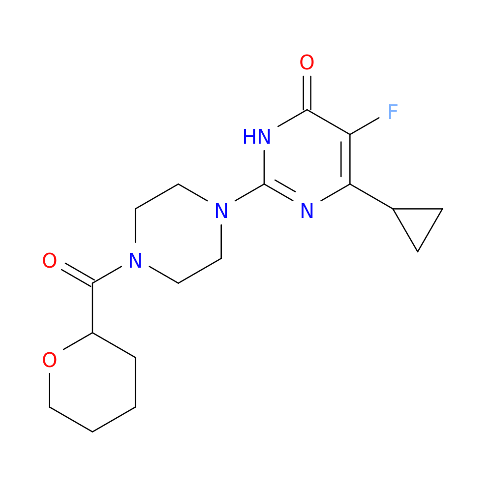 6-cyclopropyl-5-fluoro-2-[4-(oxane-2-carbonyl)piperazin-1-yl]-3,4-dihydropyrimidin-4-one