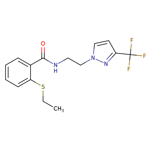 2-(ethylsulfanyl)-N-{2-[3-(trifluoromethyl)-1H-pyrazol-1-yl]ethyl}benzamide