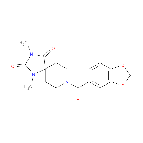 8-(2H-1,3-benzodioxole-5-carbonyl)-1,3-dimethyl-1,3,8-triazaspiro[4.5]decane-2,4-dione