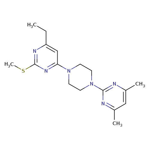4-[4-(4,6-dimethylpyrimidin-2-yl)piperazin-1-yl]-6-ethyl-2-(methylsulfanyl)pyrimidine