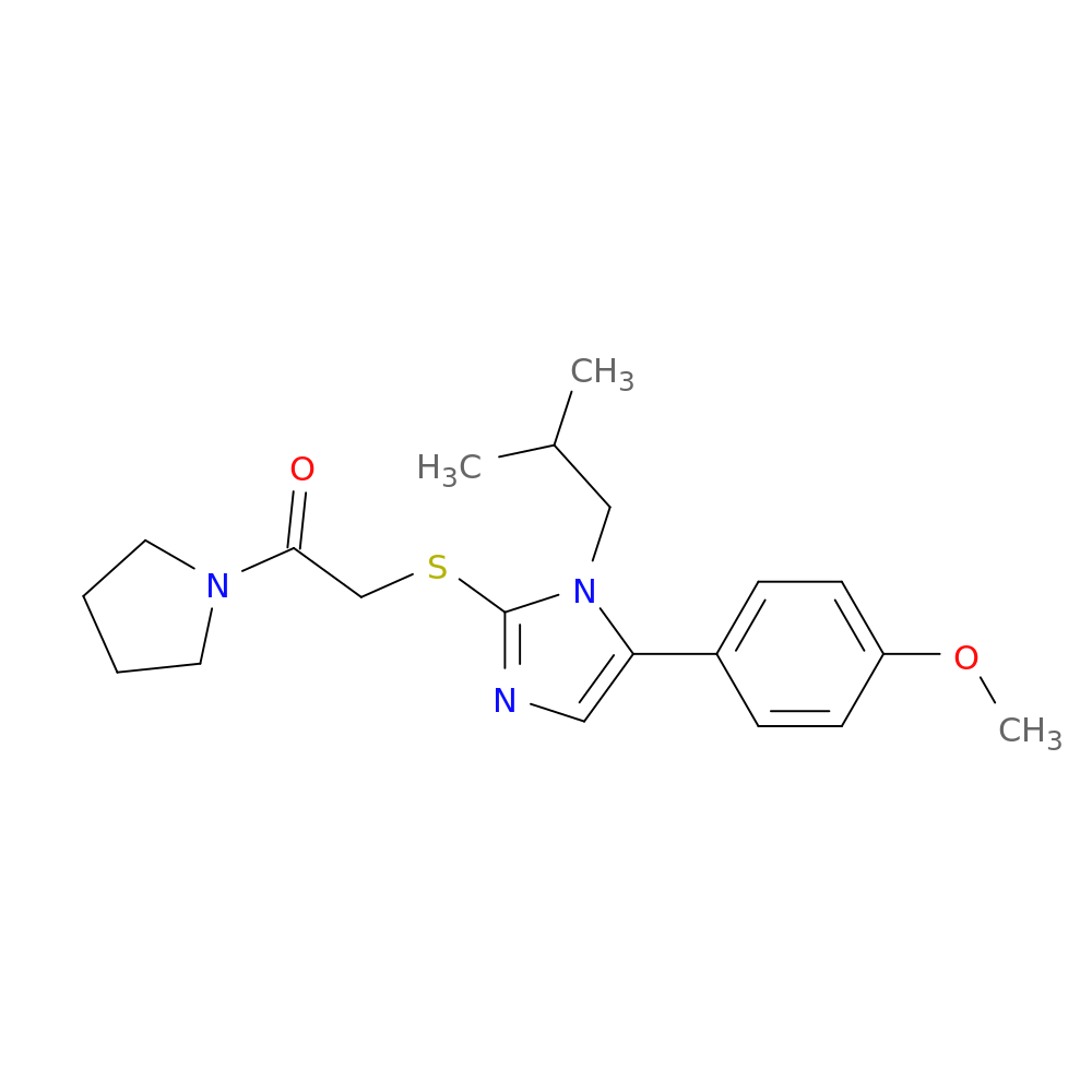 2-{[5-(4-methoxyphenyl)-1-(2-methylpropyl)-1H-imidazol-2-yl]sulfanyl}-1-(pyrrolidin-1-yl)ethan-1-one