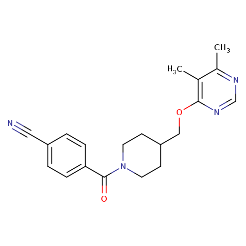 4-(4-{[(5,6-dimethylpyrimidin-4-yl)oxy]methyl}piperidine-1-carbonyl)benzonitrile