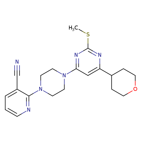 2-{4-[2-(methylsulfanyl)-6-(oxan-4-yl)pyrimidin-4-yl]piperazin-1-yl}pyridine-3-carbonitrile