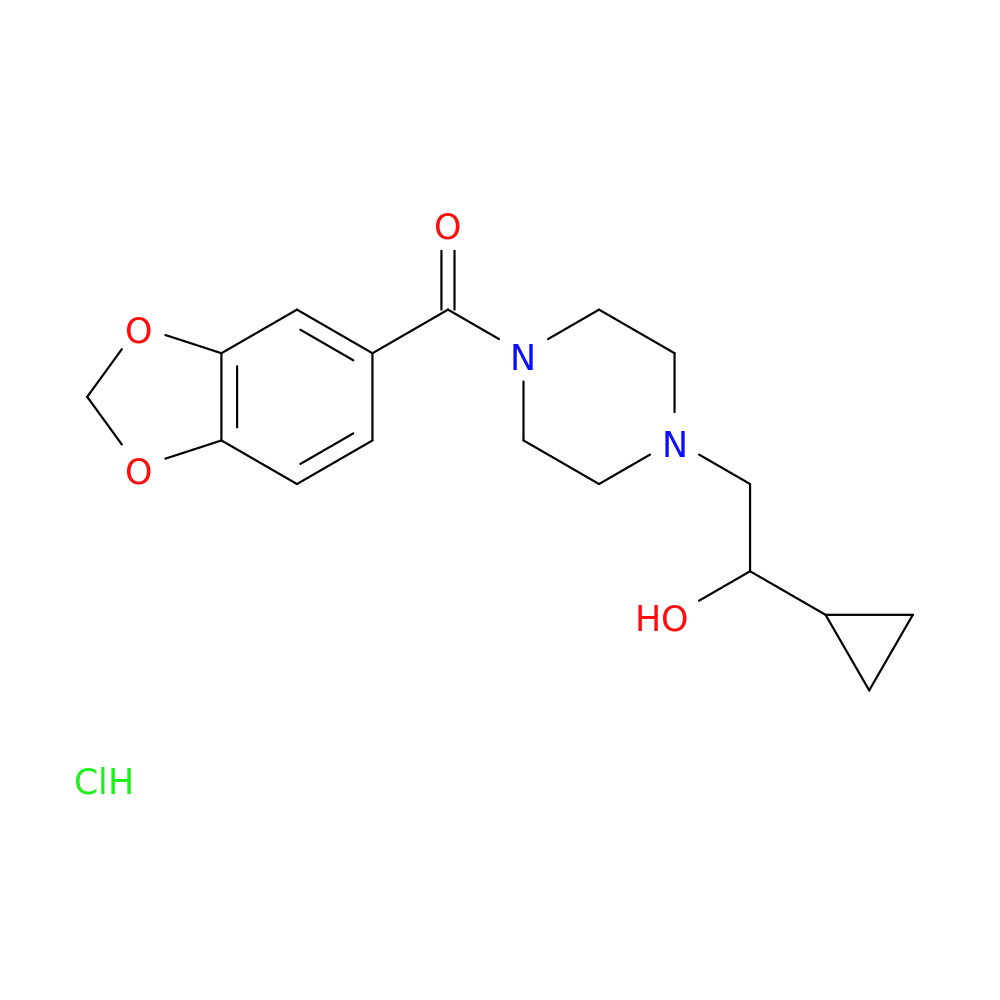 2-[4-(2H-1,3-benzodioxole-5-carbonyl)piperazin-1-yl]-1-cyclopropylethan-1-ol hydrochloride
