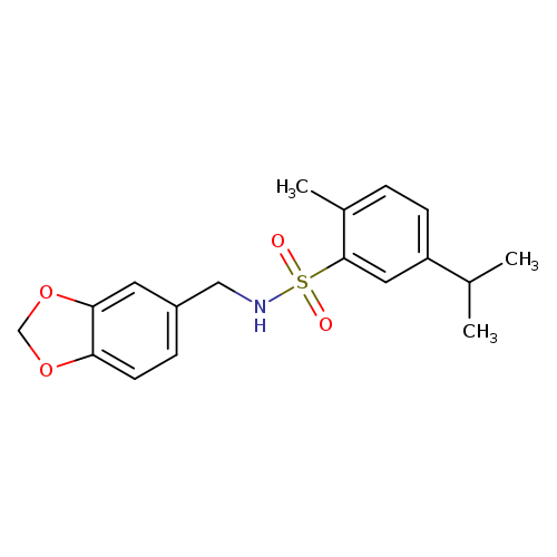 N-[(2H-1,3-benzodioxol-5-yl)methyl]-2-methyl-5-(propan-2-yl)benzene-1-sulfonamide
