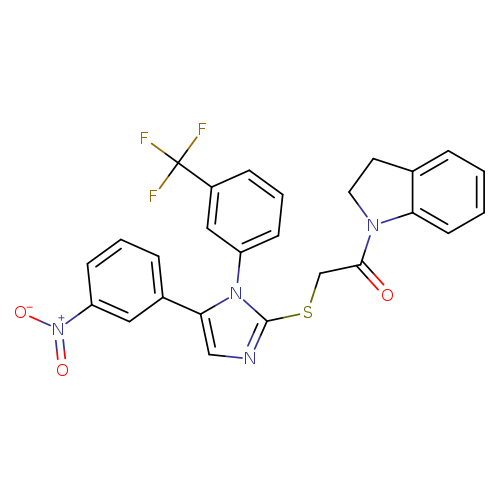 1-(2,3-dihydro-1H-indol-1-yl)-2-{[5-(3-nitrophenyl)-1-[3-(trifluoromethyl)phenyl]-1H-imidazol-2-yl]sulfanyl}ethan-1-one