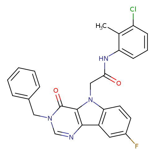 2-{3-benzyl-8-fluoro-4-oxo-3H,4H,5H-pyrimido[5,4-b]indol-5-yl}-N-(3-chloro-2-methylphenyl)acetamide