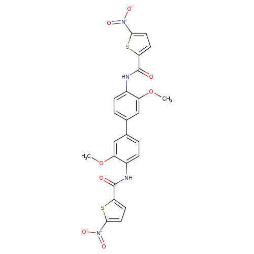 N-[3,3'-dimethoxy-4'-(5-nitrothiophene-2-amido)-[1,1'-biphenyl]-4-yl]-5-nitrothiophene-2-carboxamide