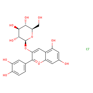 1-Benzopyrylium, 2-(3,4-dihydroxyphenyl)-3-(β-D-glucopyranosyloxy)-5,7-dihydroxy-, chloride (1:1)