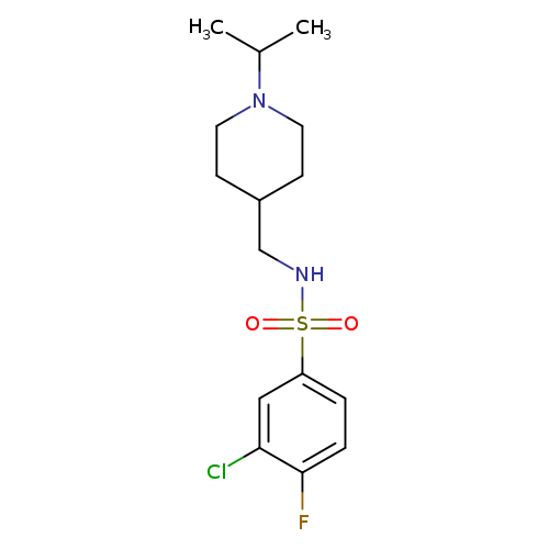 3-chloro-4-fluoro-N-{[1-(propan-2-yl)piperidin-4-yl]methyl}benzene-1-sulfonamide