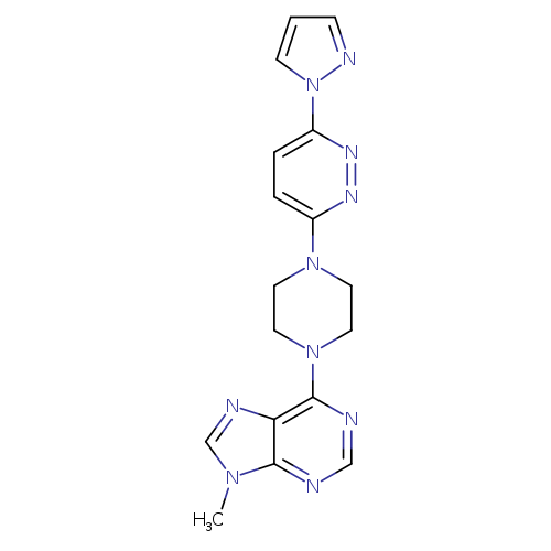 9-methyl-6-{4-[6-(1H-pyrazol-1-yl)pyridazin-3-yl]piperazin-1-yl}-9H-purine