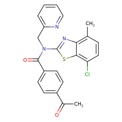 4-acetyl-N-(7-chloro-4-methyl-1,3-benzothiazol-2-yl)-N-[(pyridin-2-yl)methyl]benzamide