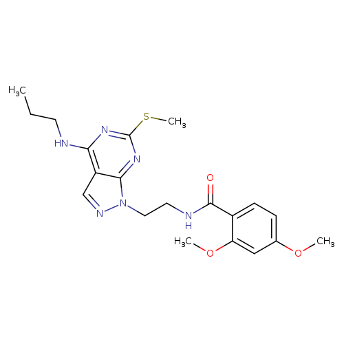 2,4-dimethoxy-N-{2-[6-(methylsulfanyl)-4-(propylamino)-1H-pyrazolo[3,4-d]pyrimidin-1-yl]ethyl}benzamide