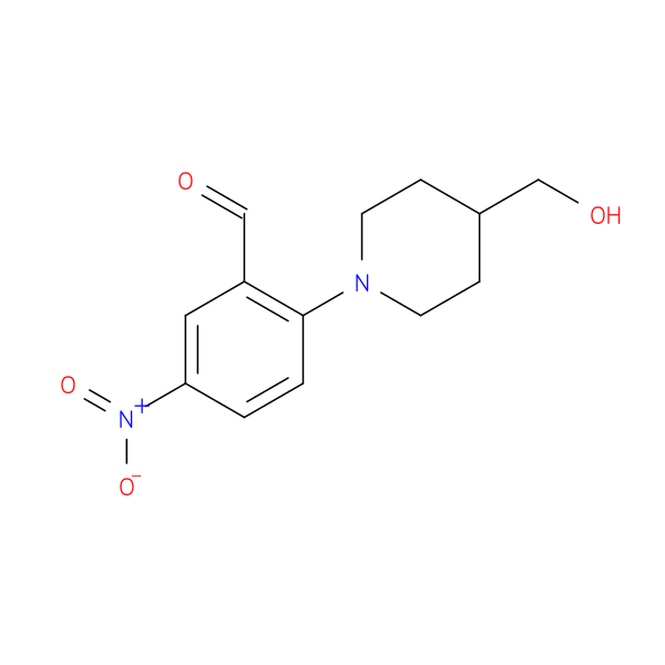 2-(4-(Hydroxymethyl)piperidin-1-yl)-5-nitrobenzaldehyde