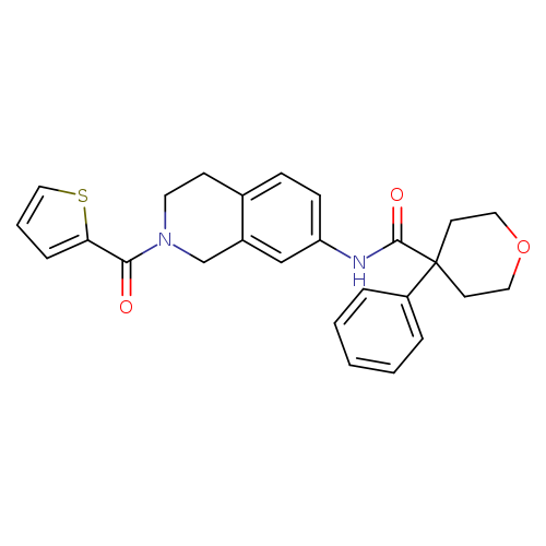 4-phenyl-N-[2-(thiophene-2-carbonyl)-1,2,3,4-tetrahydroisoquinolin-7-yl]oxane-4-carboxamide