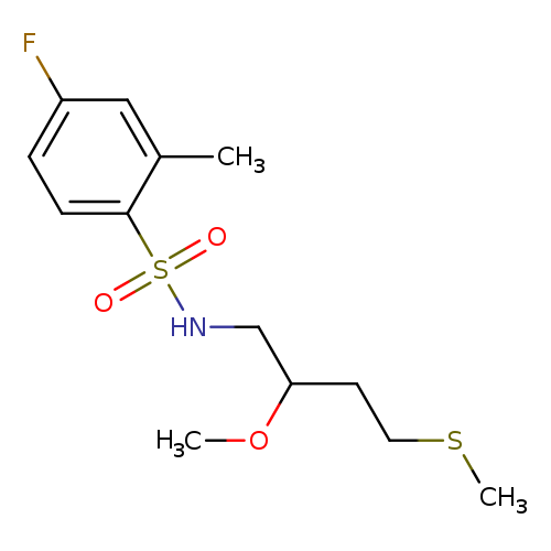 4-fluoro-N-[2-methoxy-4-(methylsulfanyl)butyl]-2-methylbenzene-1-sulfonamide