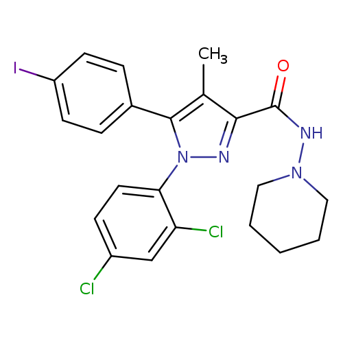 1-(2,4-Dichlorophenyl)-5-(4-iodophenyl)-4-methyl-N-1-piperidinyl-1H-pyrazole-3-carboxamide