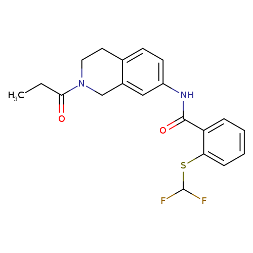 2-[(difluoromethyl)sulfanyl]-N-(2-propanoyl-1,2,3,4-tetrahydroisoquinolin-7-yl)benzamide
