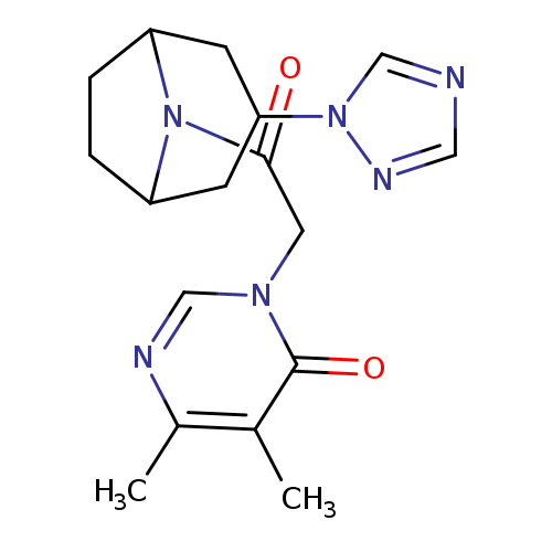 5,6-dimethyl-3-{2-oxo-2-[3-(1H-1,2,4-triazol-1-yl)-8-azabicyclo[3.2.1]octan-8-yl]ethyl}-3,4-dihydropyrimidin-4-one